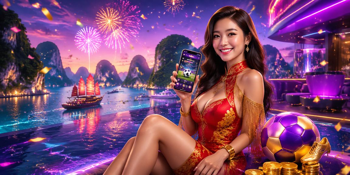 Khung cảnh vịnh Hạ Long về đêm với ánh đèn neon và không khí cược bóng đá trực tuyến