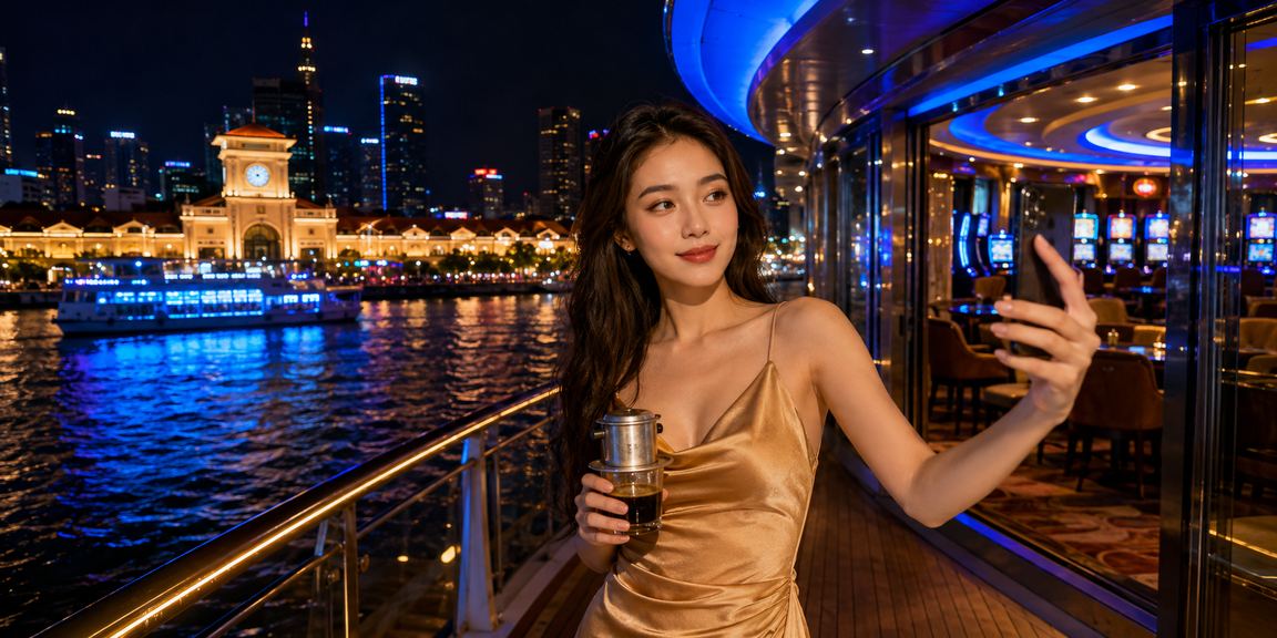 Người dùng TP. Hồ Chí Minh chơi casino trên điện thoại tại quán cà phê buổi sáng